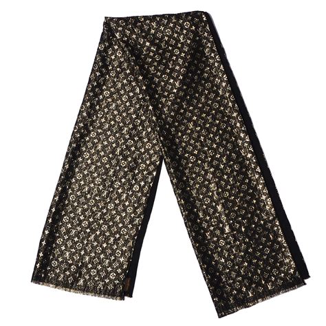 lv monogram so glitter stole material|LOUIS VUITTON Monogram Silk So Glitter Stole Black.